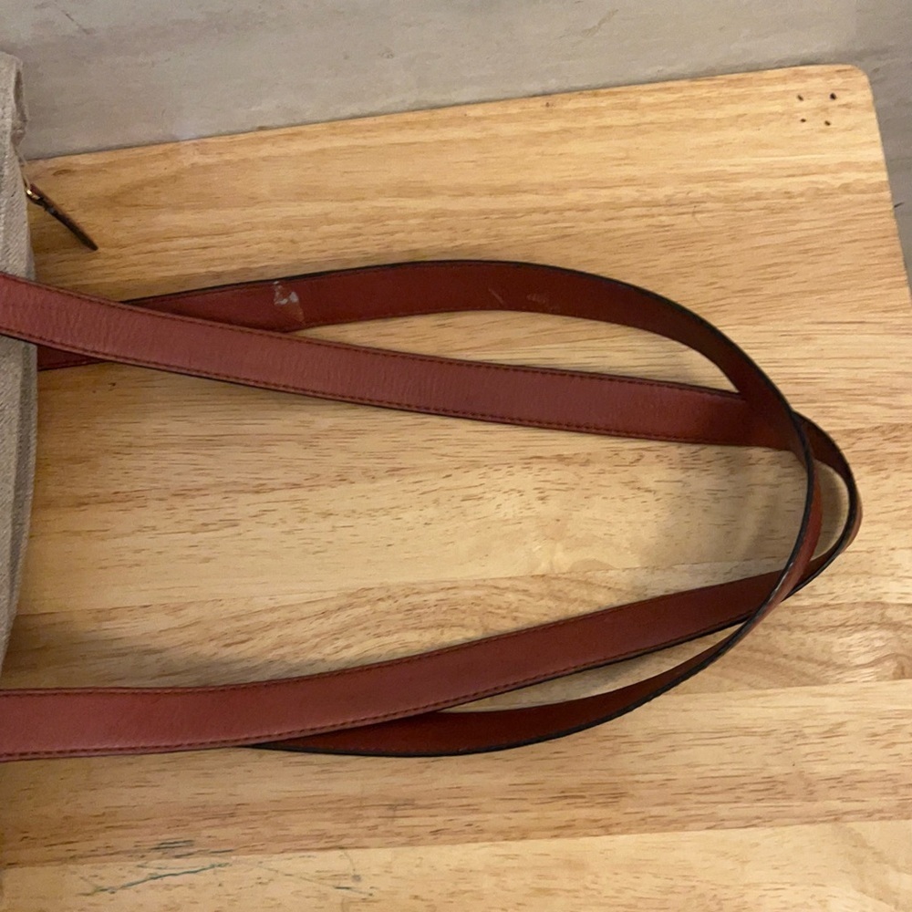 Talbots Linen and Woven Leather Tote Bag. - Picture 9 of 14